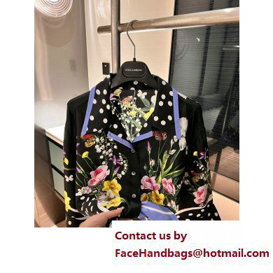 Dolce  &  Gabbana black FLOWERS printed SHIRT 2023